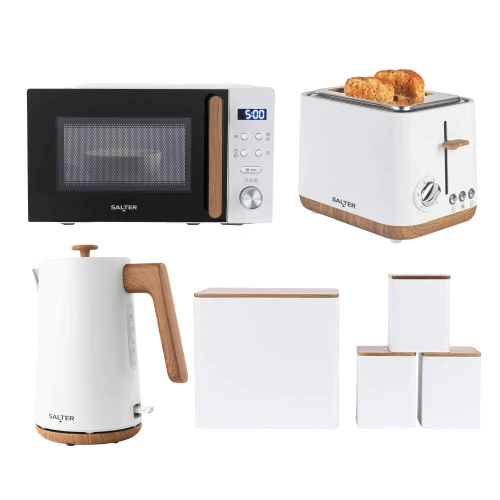 Toronto Kettle, 2-Slice Toaster & 20L Microwave - White