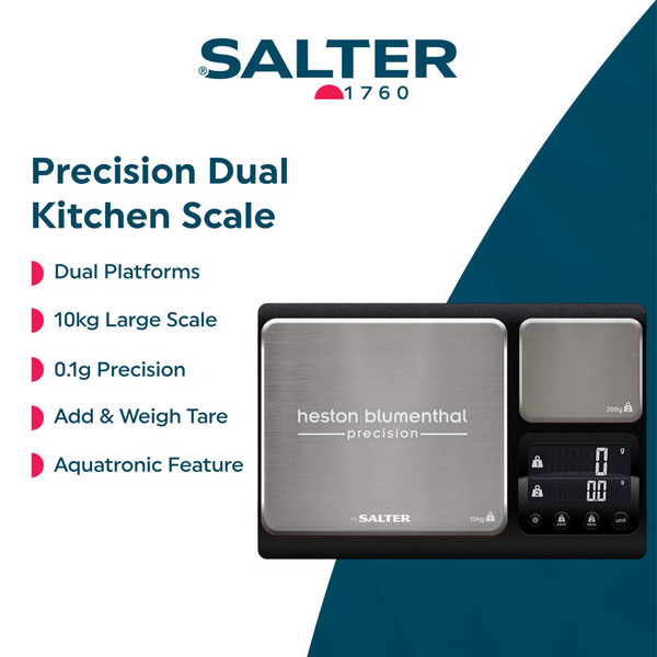 Digital kitchen scale with two platforms, bowl of brown sugar, chocolate pieces, and clear display