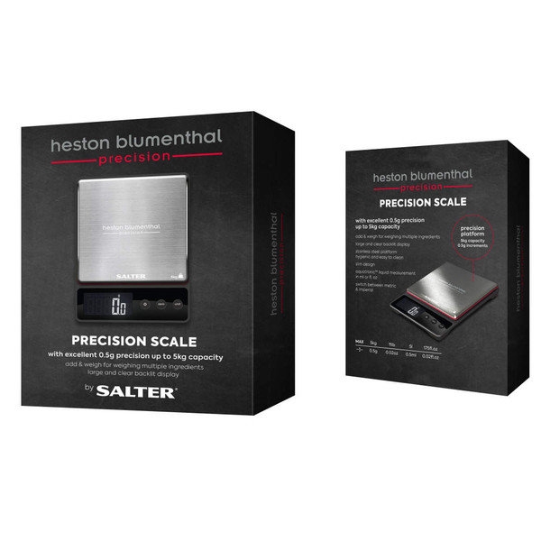 Heston Blumenthal precision kitchen scale with stainless steel platform in gift box