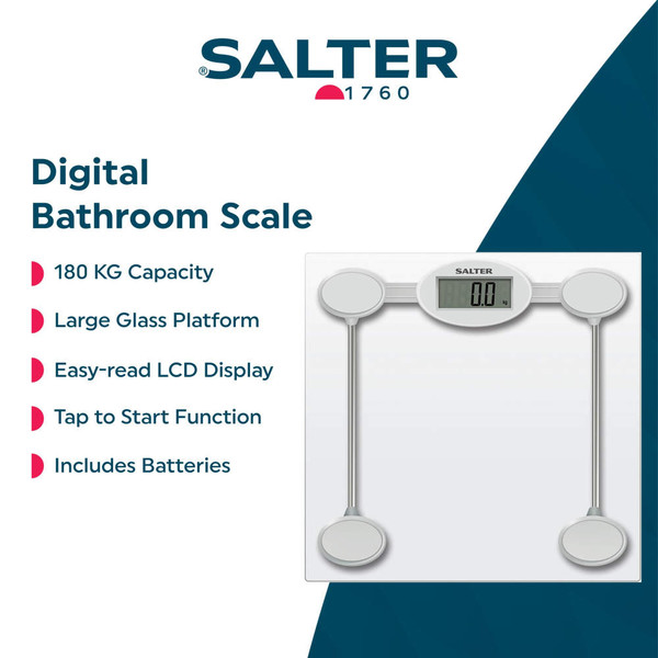 Person stepping onto glass digital bathroom scale