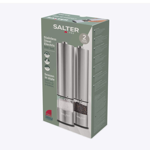 Electric Salt & Pepper Mills - Stainless Steel - Silver - 7522 SSTUR15 - Salter - 5054061449549