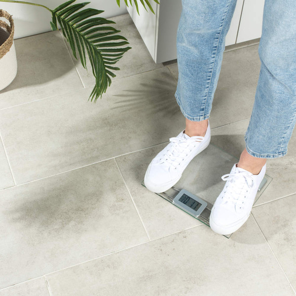 Toughened Glass Digital Bathroom Scale - Clear - Silver - 9081 SV3R - Salter - 5054061479157