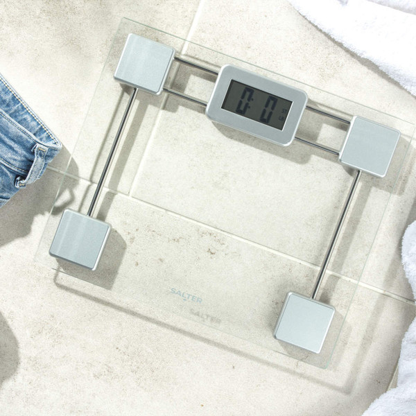 Toughened Glass Digital Bathroom Scale - Clear - Silver - 9081 SV3R - Salter - 5054061479157