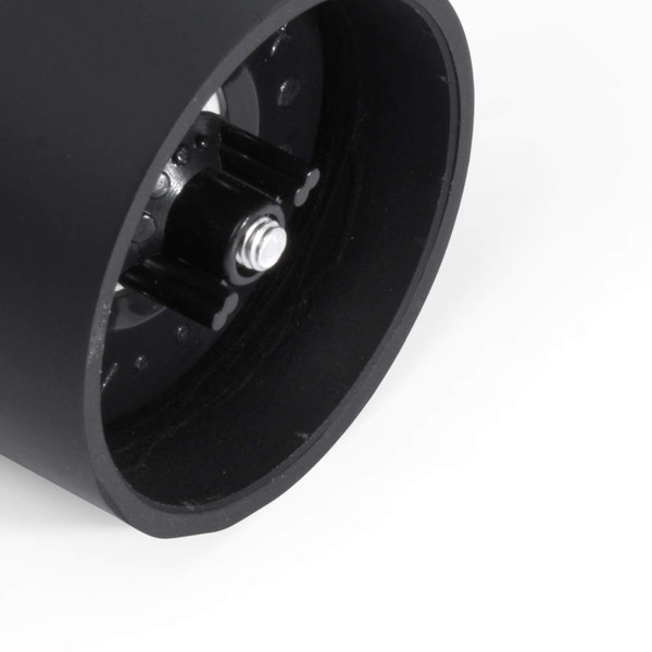 Black cylindrical component with visible metal screw, shown close up