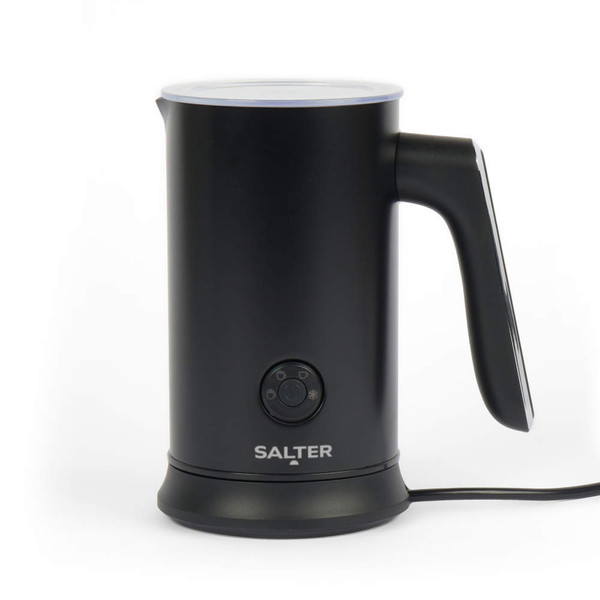 Black electric milk frother with handle, Salter branding on base