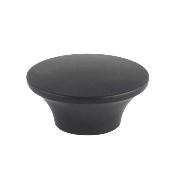 Matte black round cabinet knob with flared base
