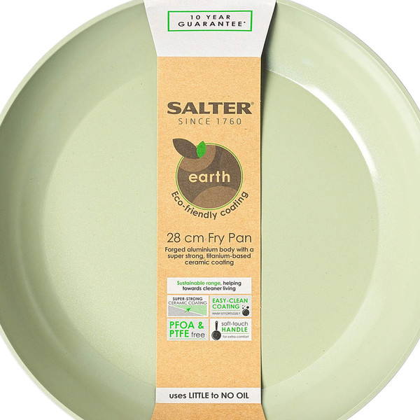 28 cm green non-stick frying pan with eco-friendly ceramic coating, overhead view