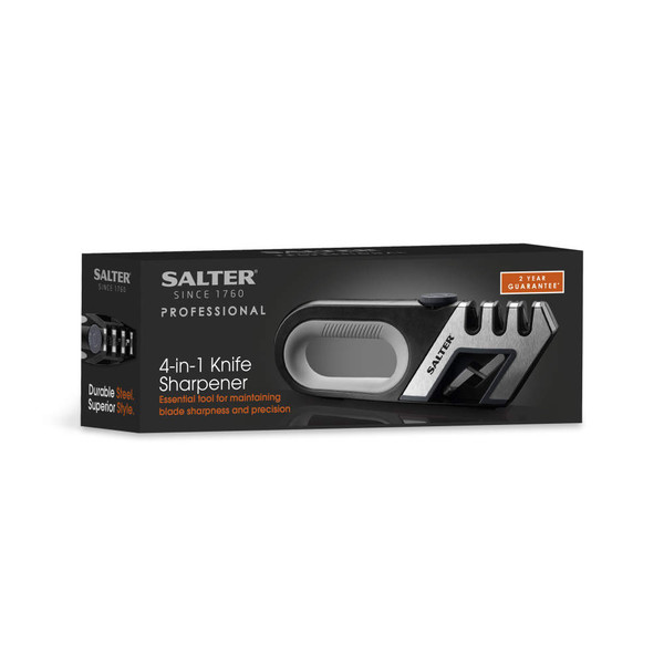 4-in-1 Knife Sharpener - Stainless Steel - BW11674 - Salter - 5054061436341