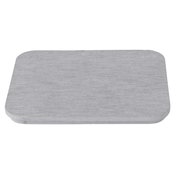 Grey rectangular chopping board with rounded corners