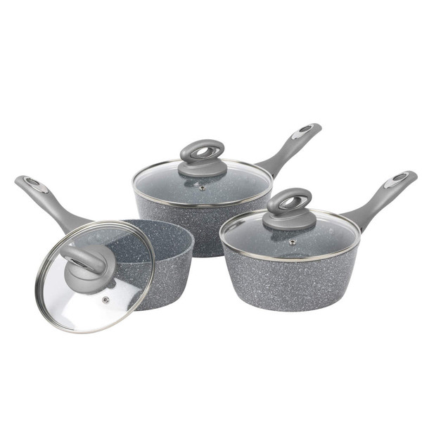 Marblestone 3-Piece Saucepan Set - BW02986G - 5054061025828 Marblestone 3-Piece Saucepan Set - BW02986G - 5054061025828