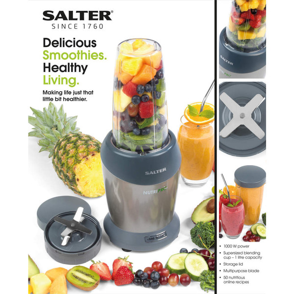 NutriPro 1000 Multi-Purpose Blender - Grey - EK2002V5SILVER - Salter - 5054061499100