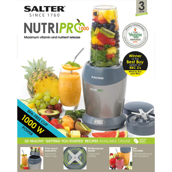 NutriPro 1000 Multi-Purpose Blender - Grey - EK2002V5SILVER - Salter - 5054061499100
