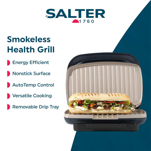 Salter sandwich maker and mini food processor on marble kitchen worktop