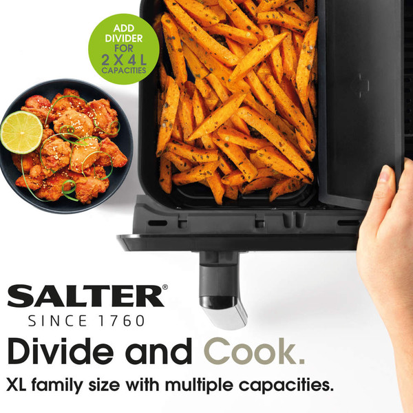 Fuzion Dual Air Fryer - 8L - Black - EK5728 - Salter - 5054061503340