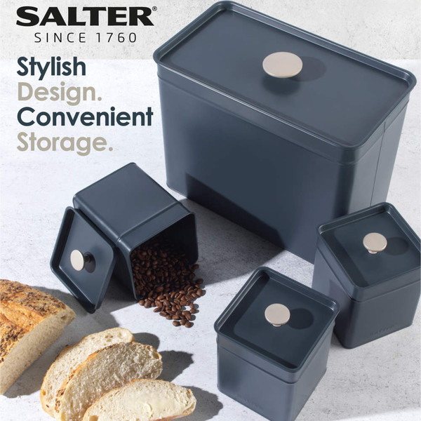 Marino 4-Piece Bread Bin & Canister Set - Blue - BW12613EU7 - Salter - 5054061549287