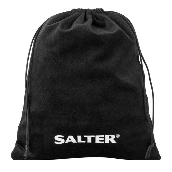 Black drawstring pouch with Salter logo