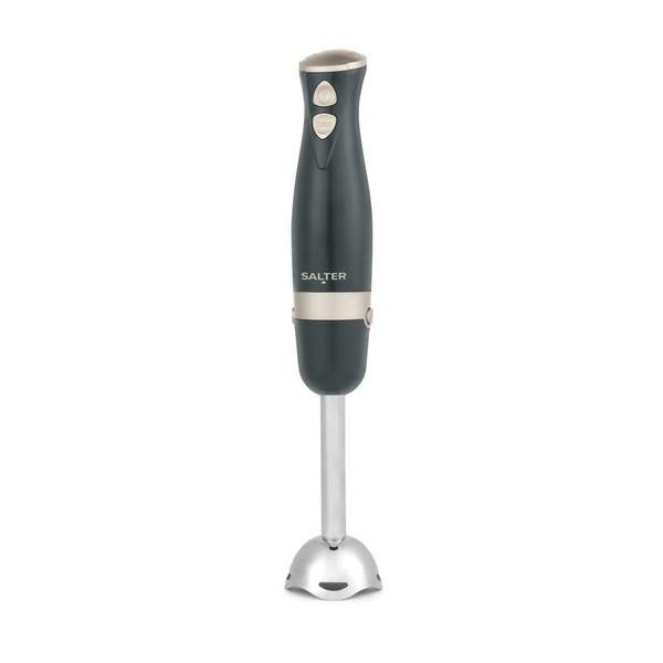 Grey hand blender with Salter branding, shown upright for product listing.