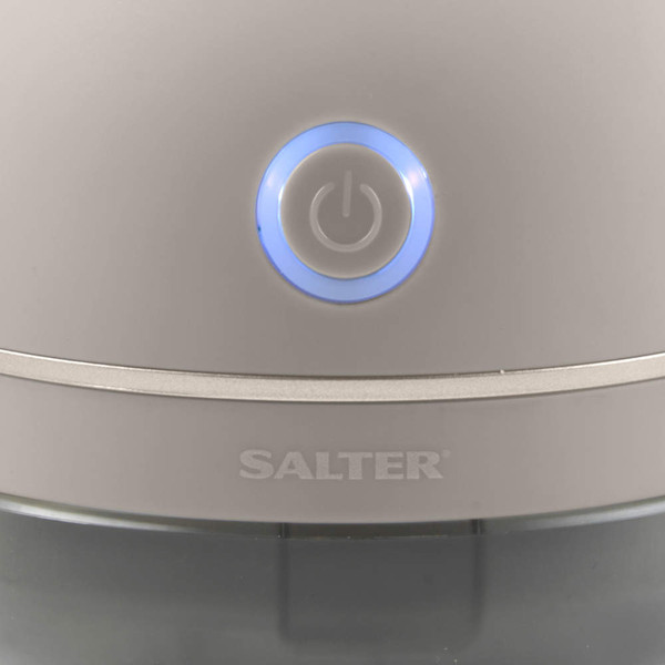 Close-up of Salter appliance power button with blue LED indicator