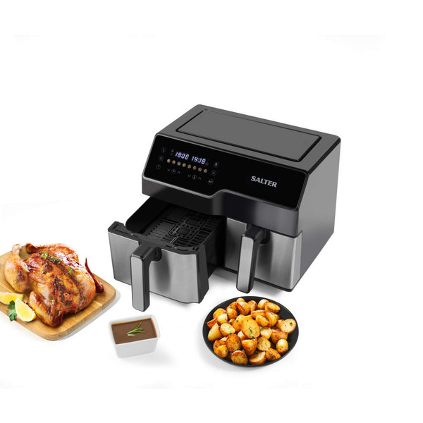 Dual Sector Air Fryer - 9L - Black - EK5729 - Salter - 5054061503357