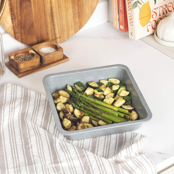 Marblestone 23cm Square Pan - Salter - Grey - BW02780GAS - 5054061023763 Marblestone 23cm Square Pan - Salter - Grey - BW02780GAS - 5054061023763