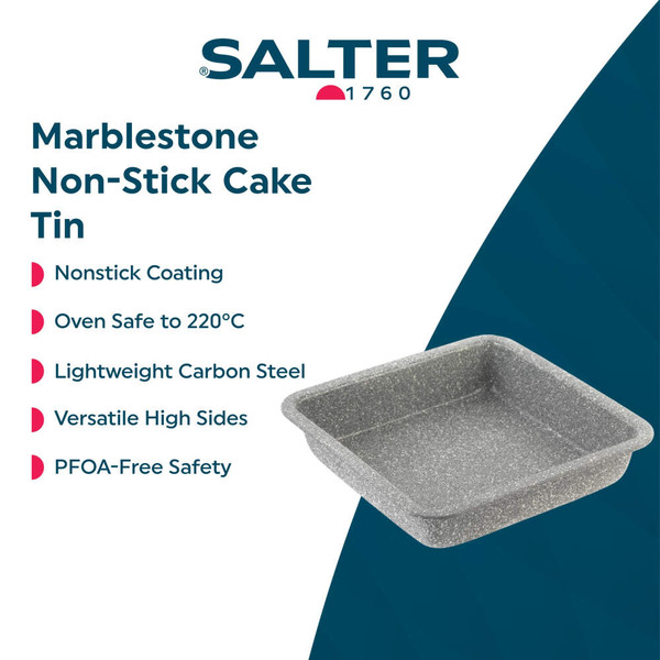 Square grey baking tin with roasted vegetables on kitchen counter
