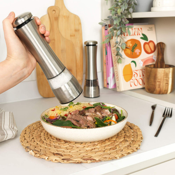 Electric Salt & Pepper Mill Set - Stainless Steel - Silver - BW11847EU7 - Salter - 5054061438079