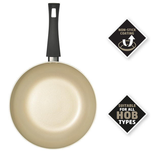 Olympus 3-Piece Frying Pan & Stir Fry Set 20/24/28 cm, Gold 