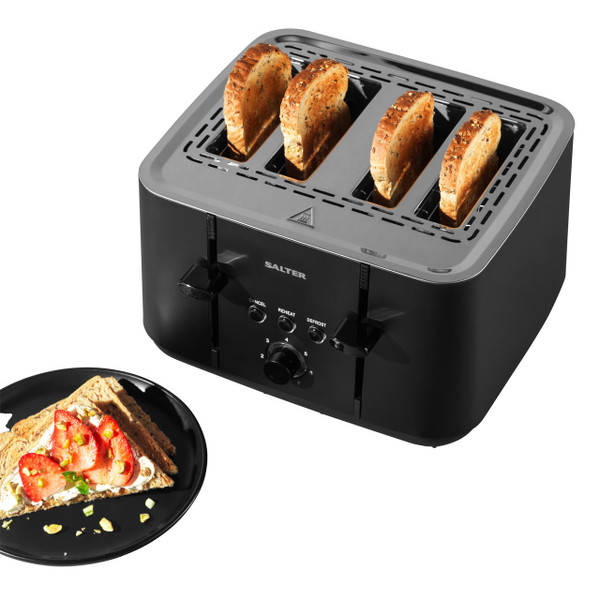 1.7L Kuro Kettle, 4-Slice Toaster and Microwave Set – Black 