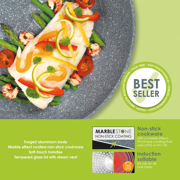 Marblestone 2-Piece Frying Pan Set - 20/24cm - Salter - Grey - COMBO-6449 - 5054061042573 Marblestone 2-Piece Frying Pan Set - 20/24cm - Salter - Grey - COMBO-6449 - 5054061042573