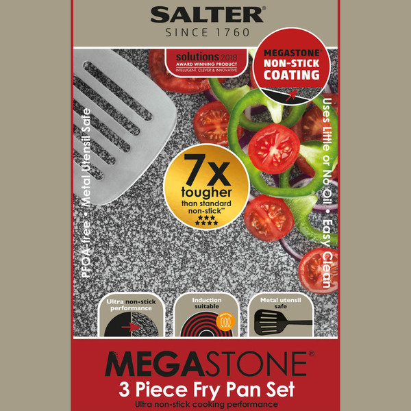 Megastone 3-Piece Frying Pan Set - Black - COMBO-8207A - Salter - 5054061496659