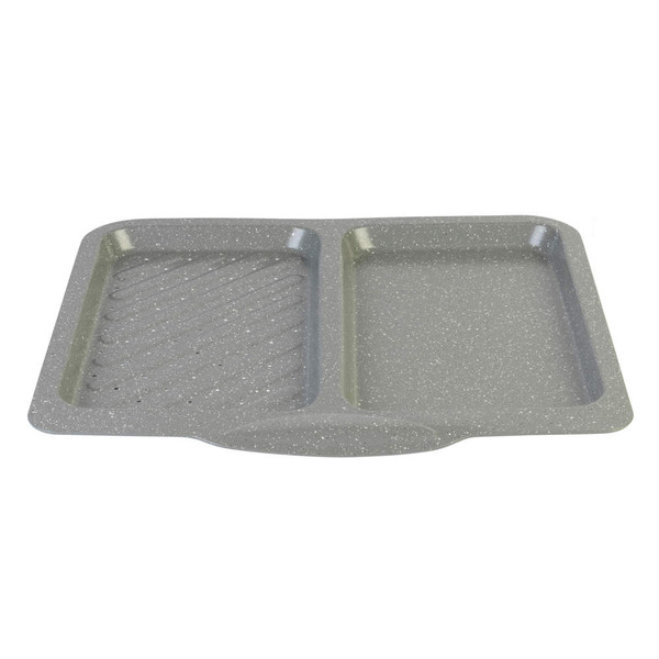 Grey speckled double kitchen tray with drainer and flat section