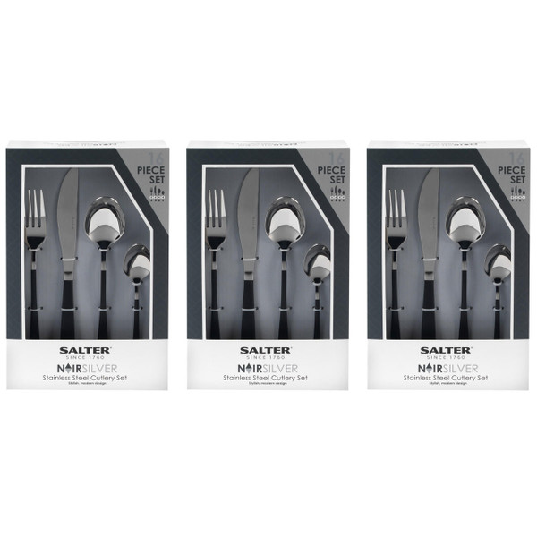 48-Piece Black and Silver Cutlery Set 