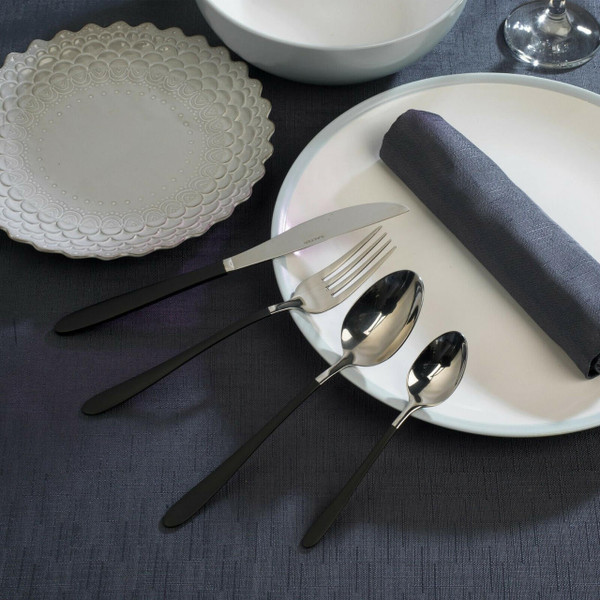 48-Piece Black and Silver Cutlery Set 