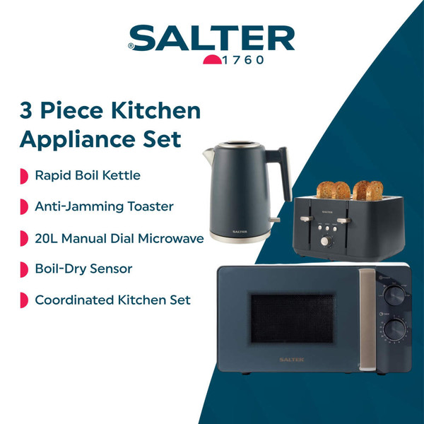 Four-slice grey Salter toaster with seeded bread slices, product image