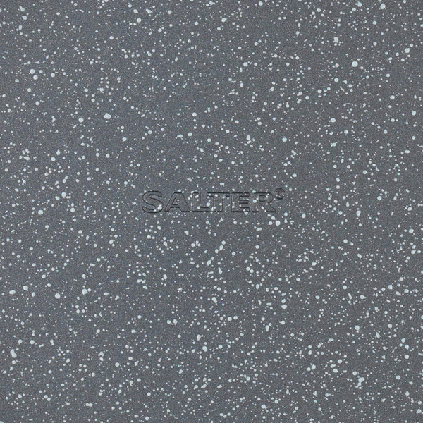 Grey speckled surface detail with Salter logo, showing non-stick coating texture