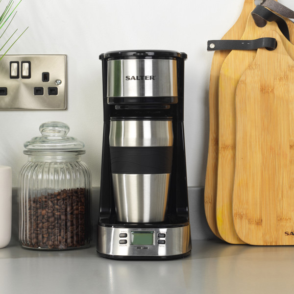 Digital Coffee Maker to Go & 2 Travel Mugs
