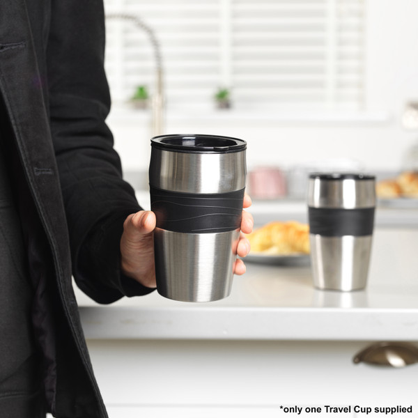 Digital Coffee Maker to Go & 2 Travel Mugs
