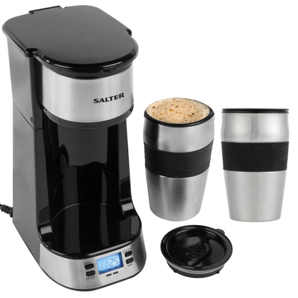 Digital Coffee Maker to Go & 2 Travel Mugs