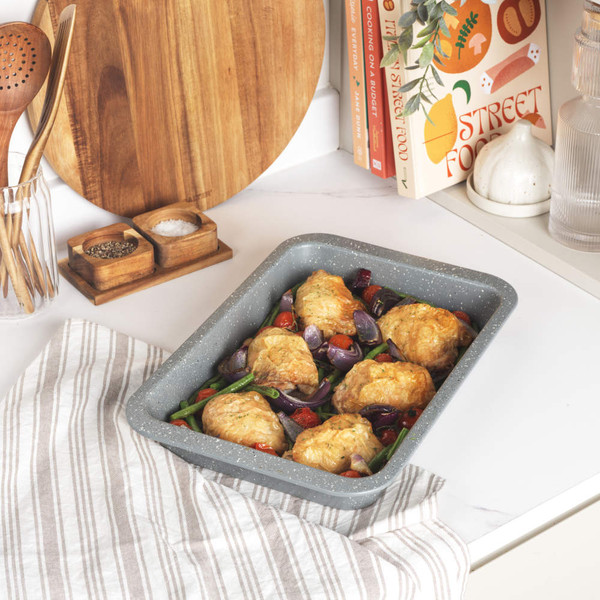 Marblestone 4-Piece Bakeware Set - Grey - COMBO-4723 - Salter - 5054061281187