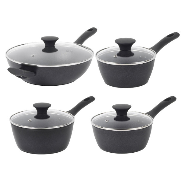 Megastone Noir Saucepan & Wok Set, 4 Piece Salter COMBO-8259 5054061497205 