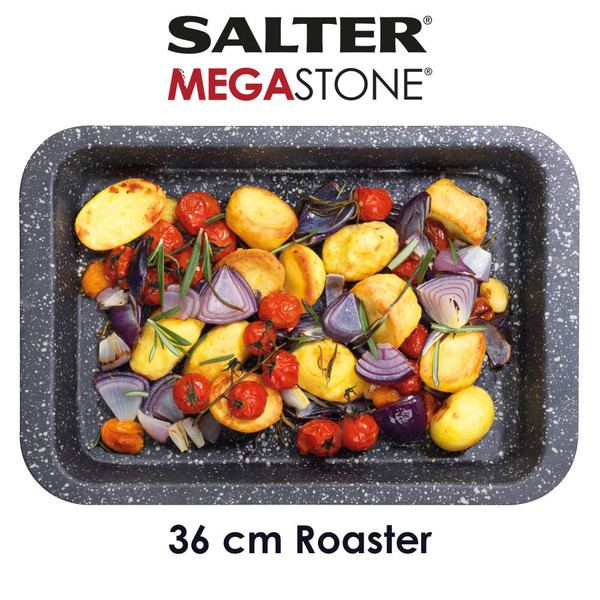 36 cm grey roaster tray with roasted potatoes, cherry tomatoes, red onions and herbs