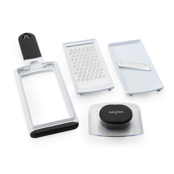 Salter multi-functional grater set with interchangeable blades and a black handle