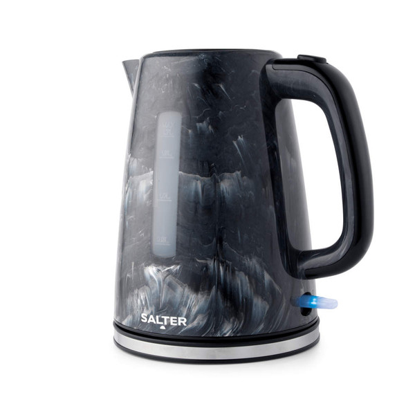 Salter marble-effect electric kettle, black and grey, side view