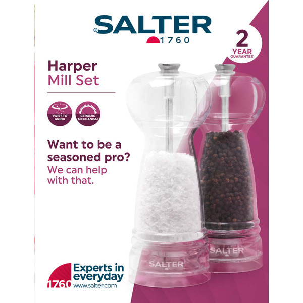 Harper Mill Set - Transparent - Clear - BW12949EU7 - Salter - 5054061552645