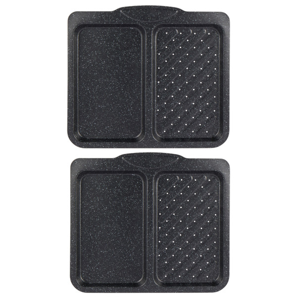 Megastone 40cm Split Baking Tray - 2 Pack - Black - COMBO-9013 - Salter - 5054061543223