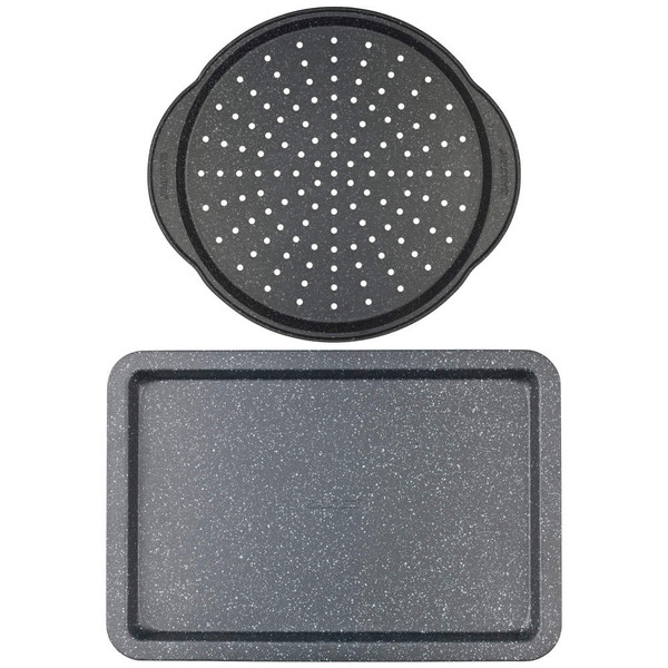 Megastone Baking Tray & Pizza Pan Set - Salter - Black - COMBO-9142 - 5054061544510 Megastone Baking Tray & Pizza Pan Set - Salter - Black - COMBO-9142 - 5054061544510