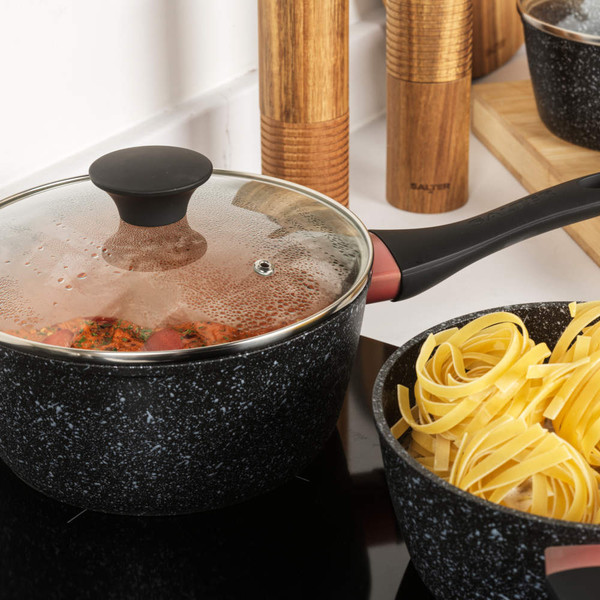 Megastone Thermo Collar 3-Piece Saucepan Set - Black - BW11460BRMFOB - Salter - 5054061434200
