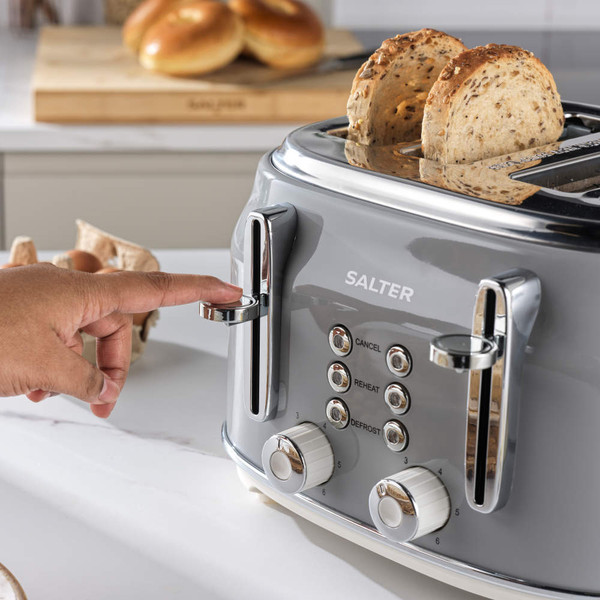 Retro Kettle & 4-Slice Toaster Set - Grey