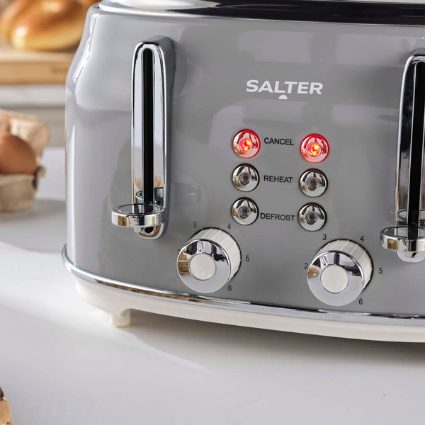 Retro Kettle & 4-Slice Toaster Set - Grey