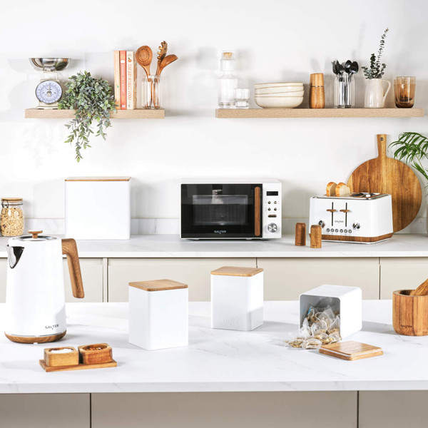 Toronto Kettle, Toaster, Microwave Set - White